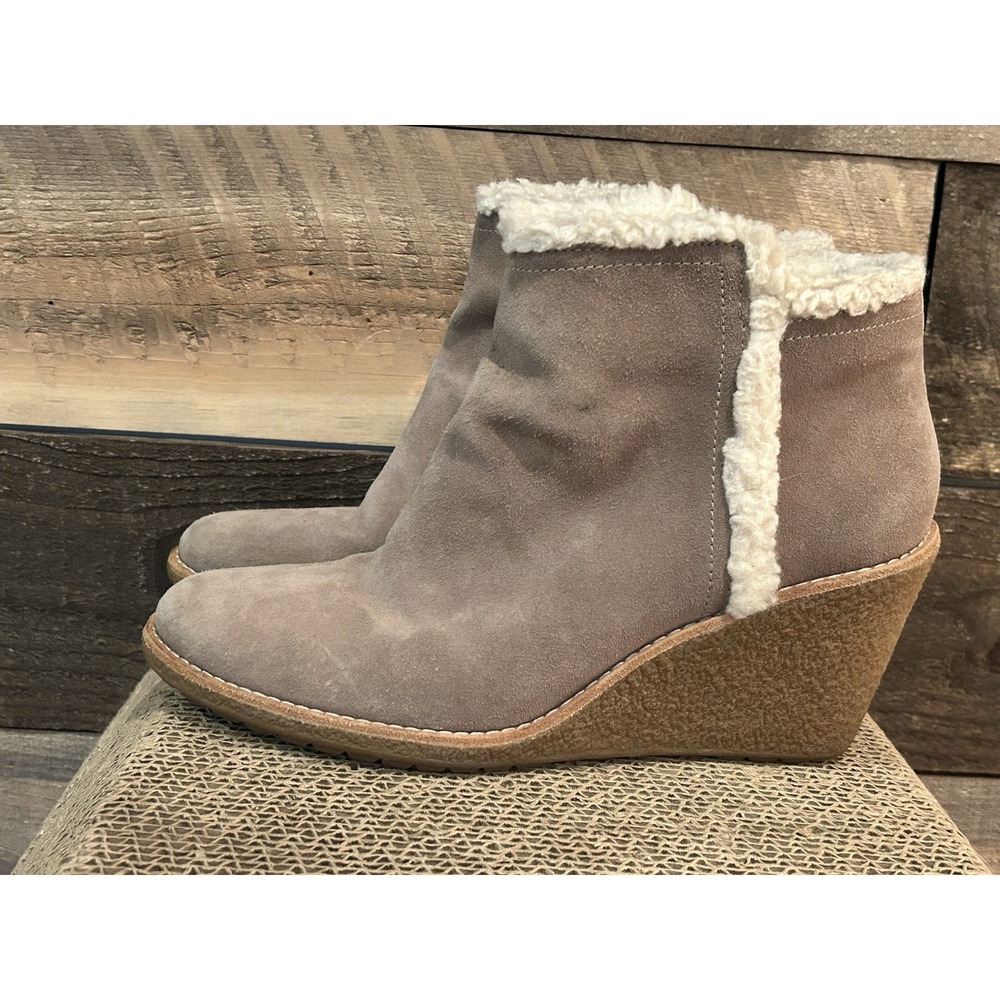 Cole Haan Michelle Faux Fur Lined Suede Wedge Ankle Boots Women's 9.5B d42523